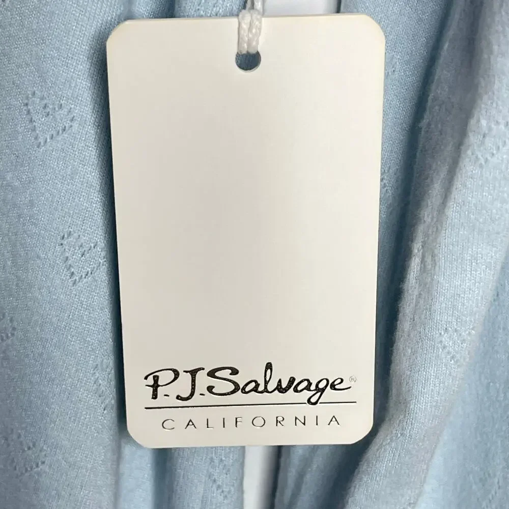 P.J. Salvage Pointelle Hearts Cardigan size XL Baby Blue  New Button Down - Picture 7 of 12